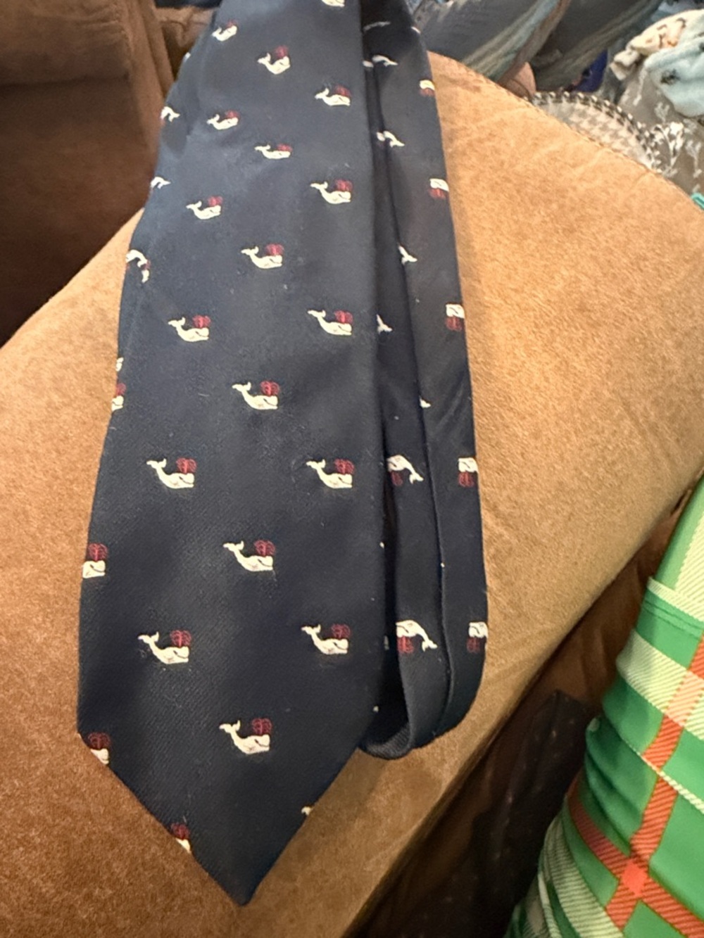 Navy Whale Pattern Men's Tie - Classic Nautical Style